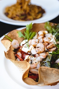 Salad with shrimps and feta cheese photo