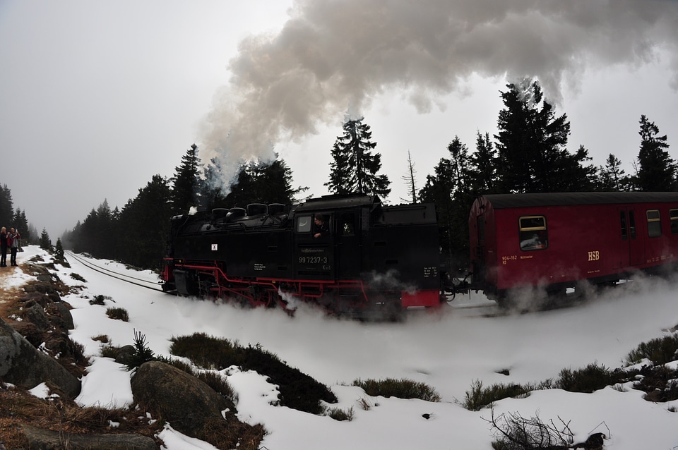 Steam loco at Brocken mountain in Harz
