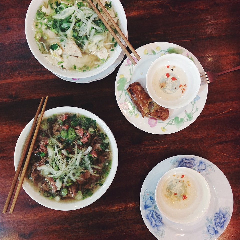Pho Bo and Pho Ga in a restaurant
