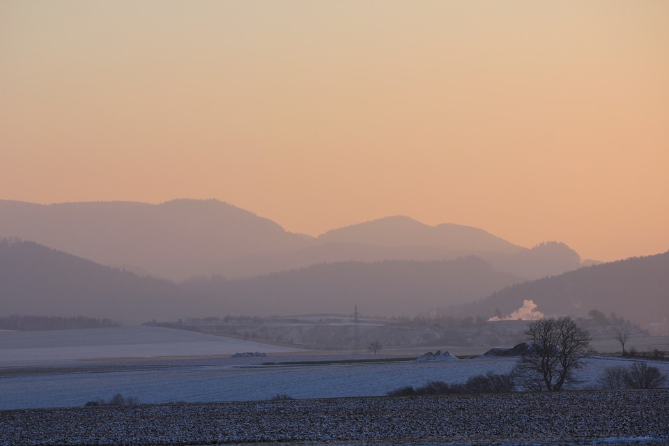 Harz mountain silhouettes in winter