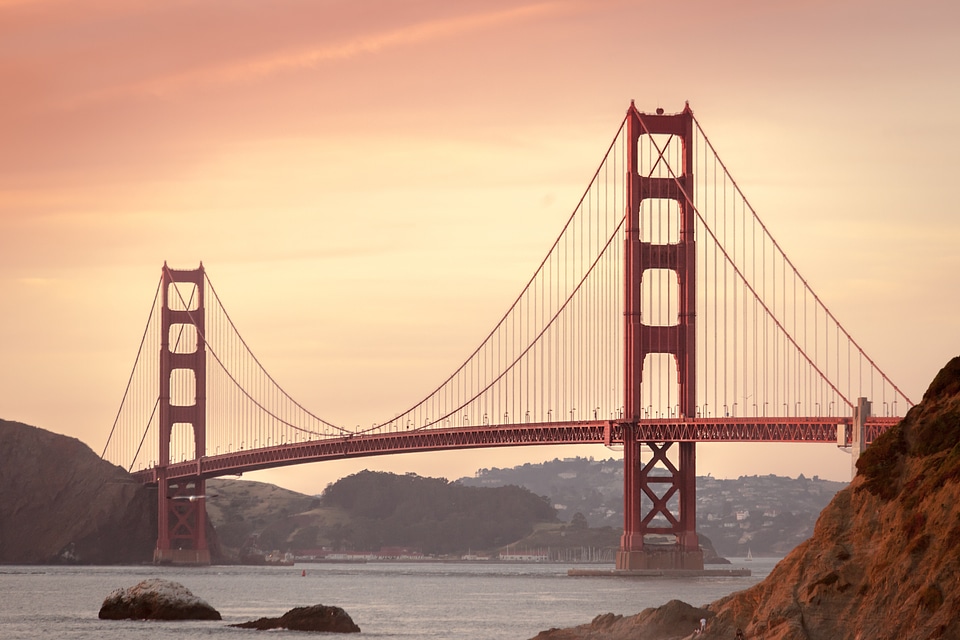 Famous Golden Gate Bridge at Sunset photo
