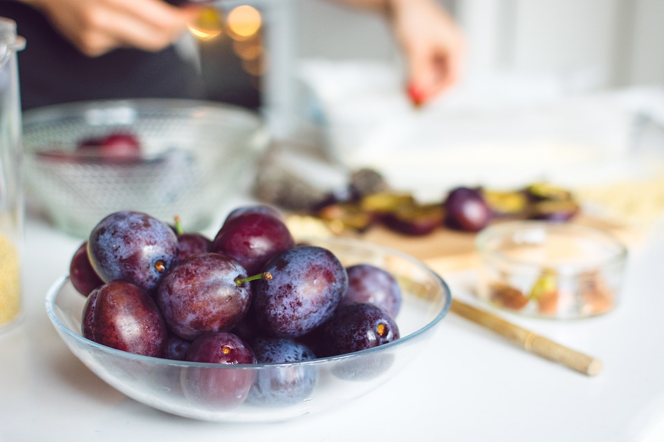 Plums ready for baking a cake