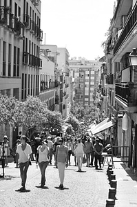 View down a small street in Madrid photo