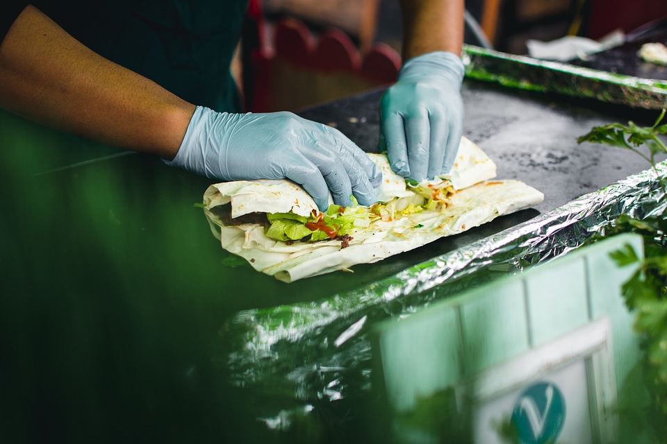 Preparing healthy wrap to go