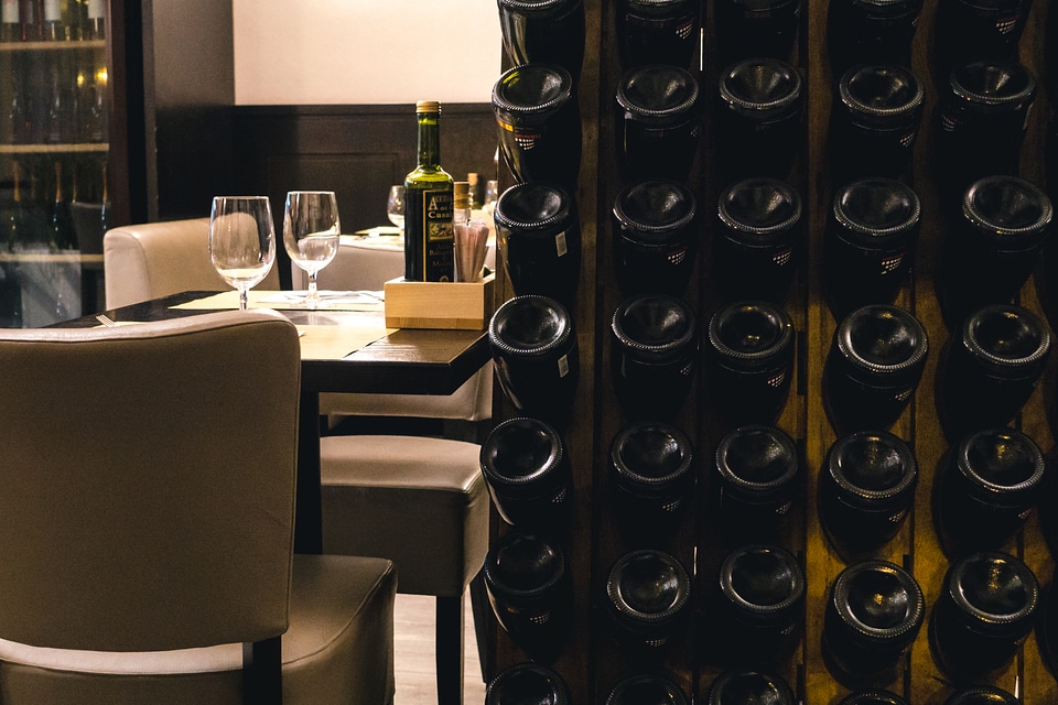 Table at a wine bar