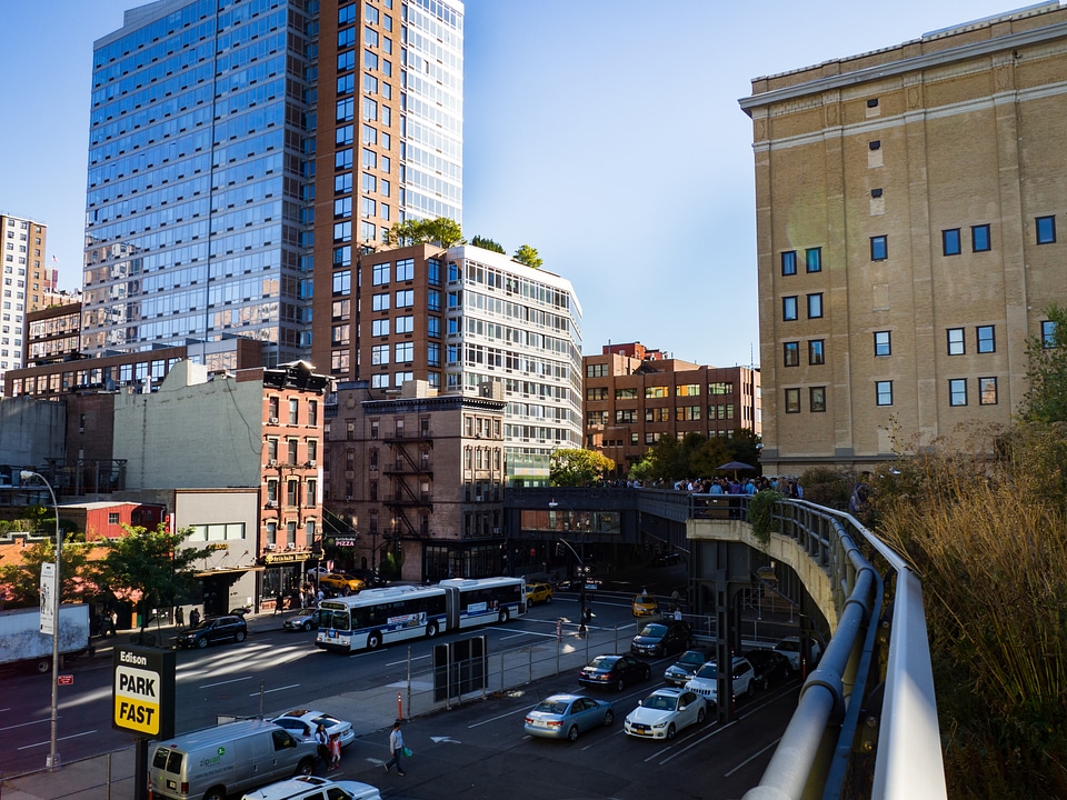 City Street with Buildings and People photo