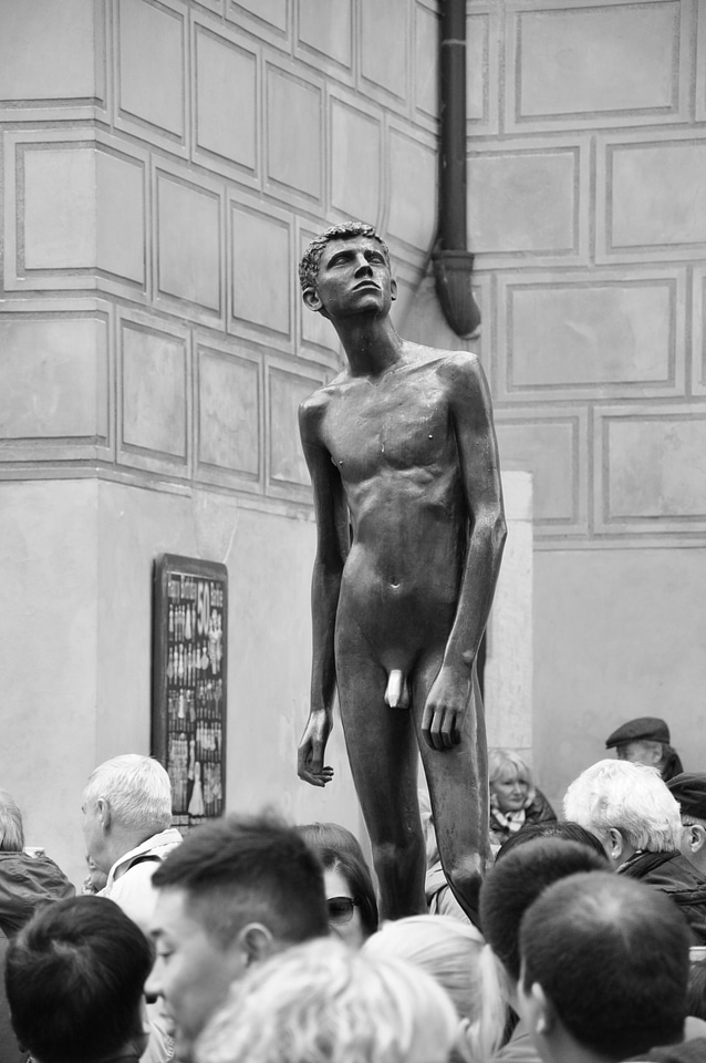 Sculpture of naked man on Prague castle