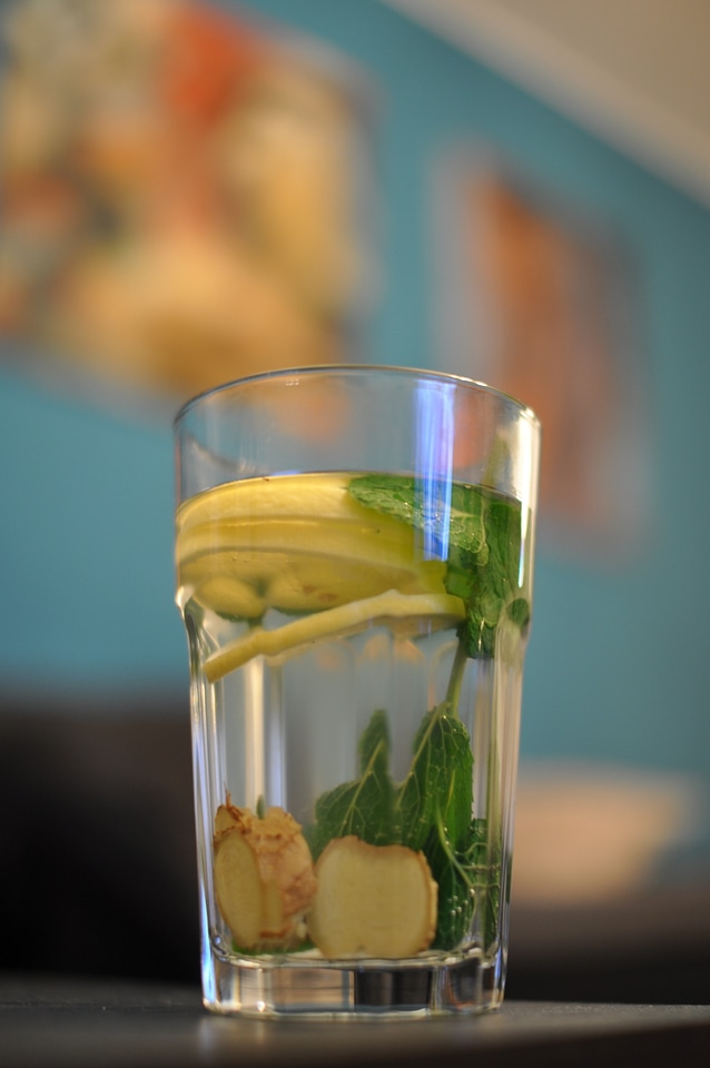 Fresh citrus-ginger-mint tea