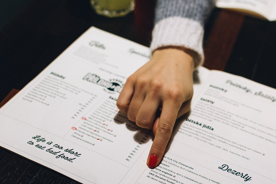 Choosing from a menu