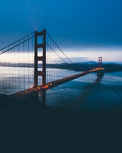 Famous Golden Gate Bridge, San Francisco at Night photo