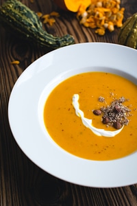 Autumn pumpkin soup photo