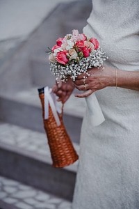 Bride wedding bouquet wedding ring