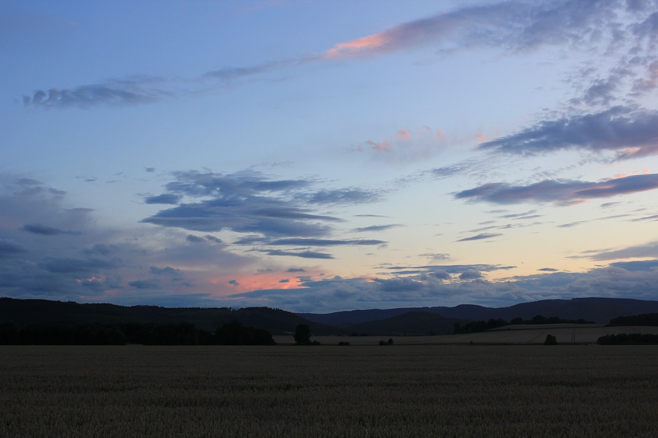 Sundown behind the harz mountains