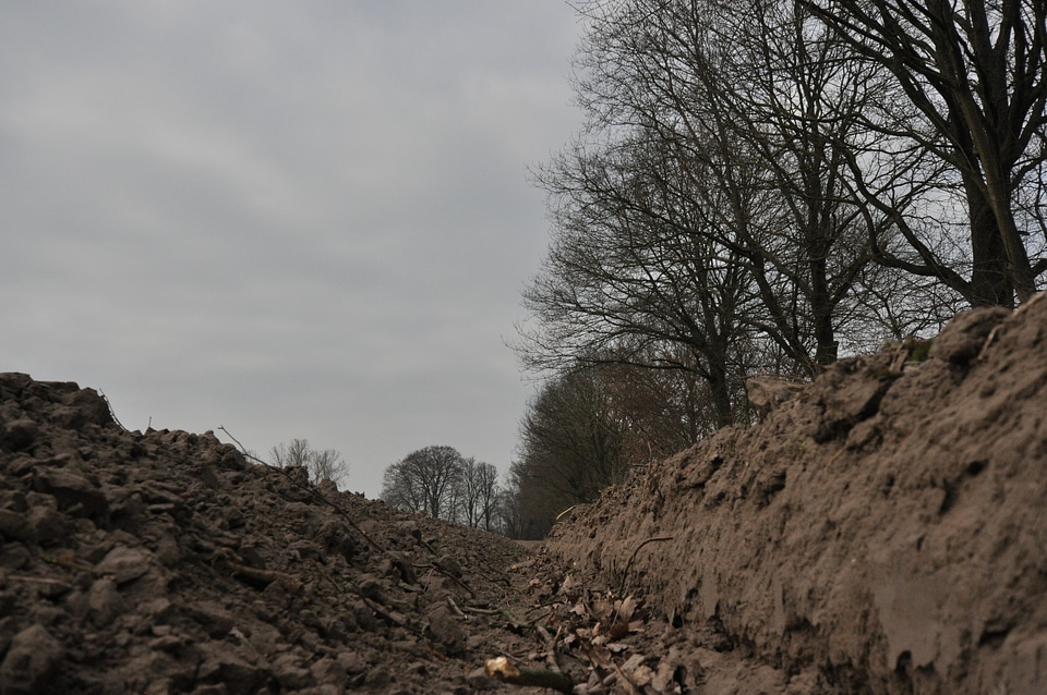 A ditch besides the field