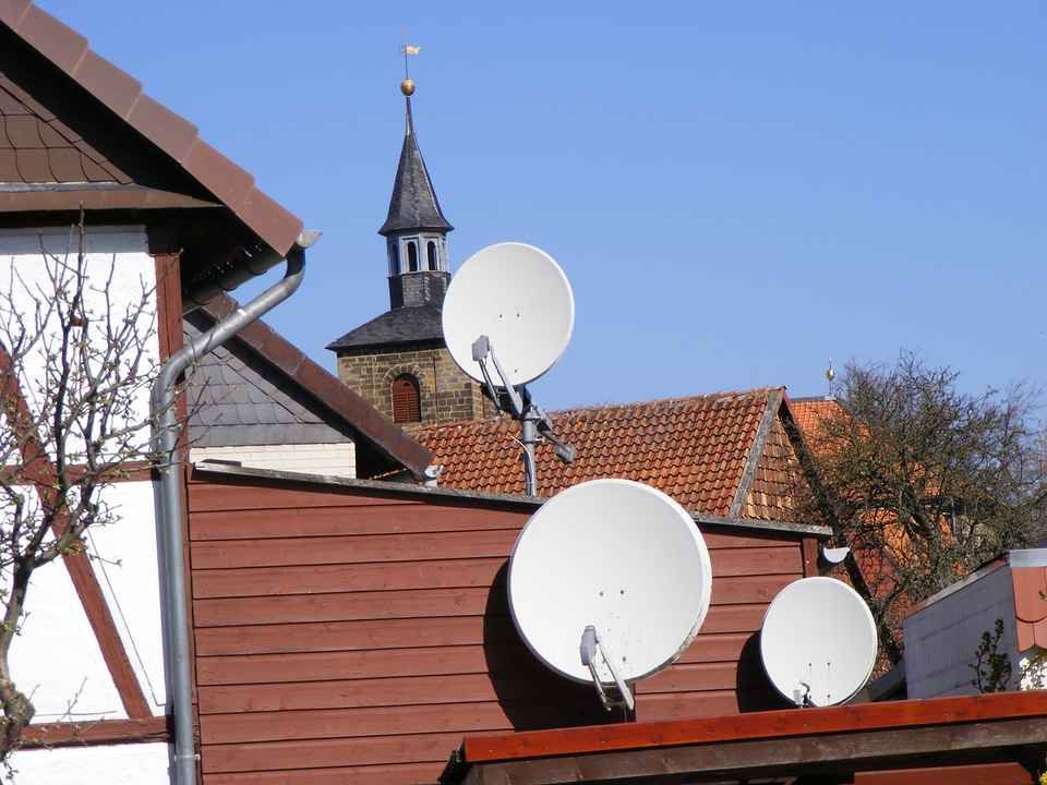 Satellite dish village photo