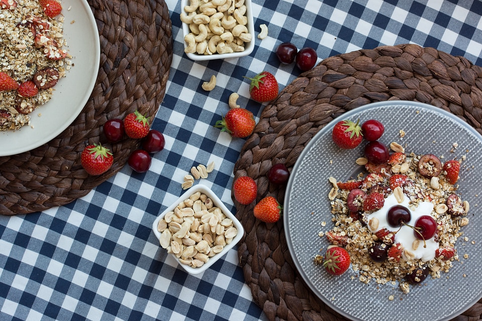 Healthy granola with cherries photo