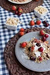 Healthy granola with cherries photo