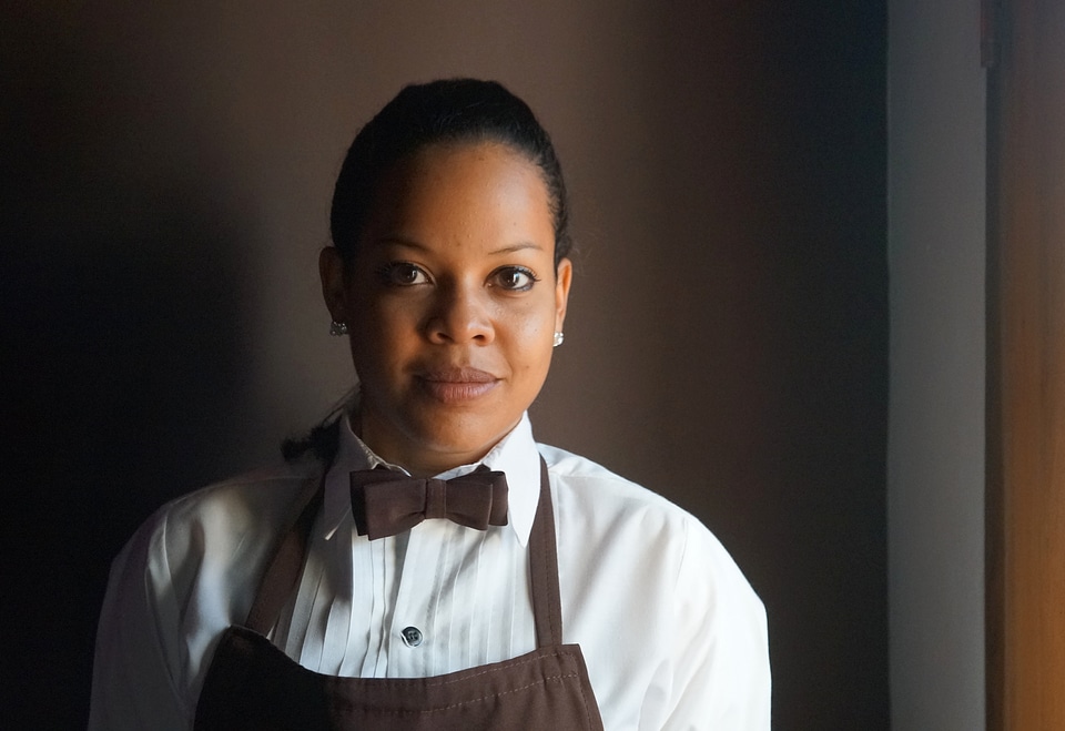 Portrait of Standing Waitress