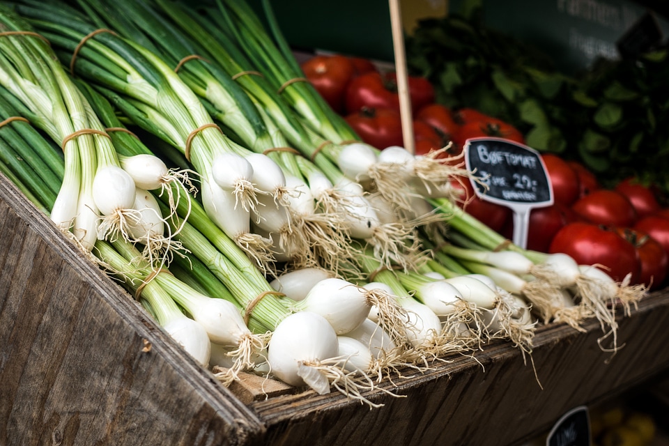 Fresh scallion at a market