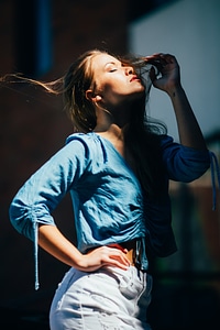 Woman Showing Her Face to the Sun photo