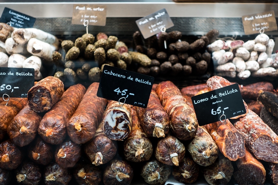 Sausages in a store