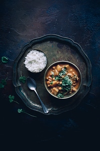 Vegan chickpea and potato curry photo