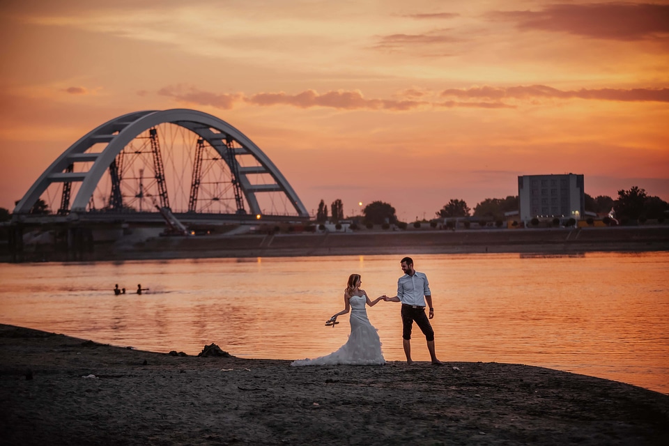 Wedding Dress beach sunset