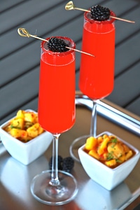Red champagne cocktail