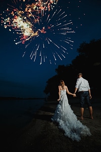 Bride fireworks groom photo