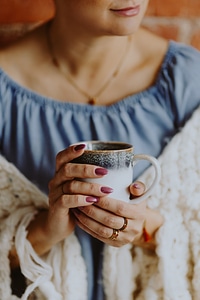 Cozy atmosphere with hot chocolate and biscuits photo