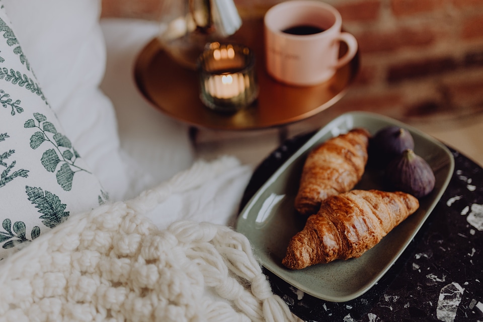 Cozy time with croissants and figs