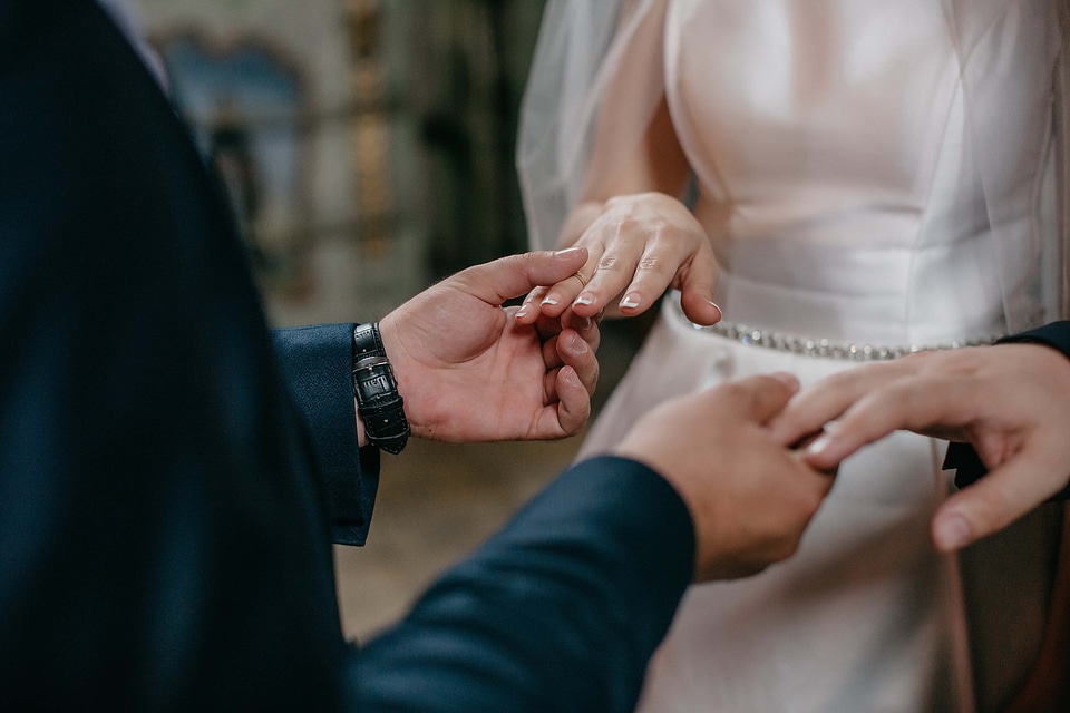 Bride groom holding