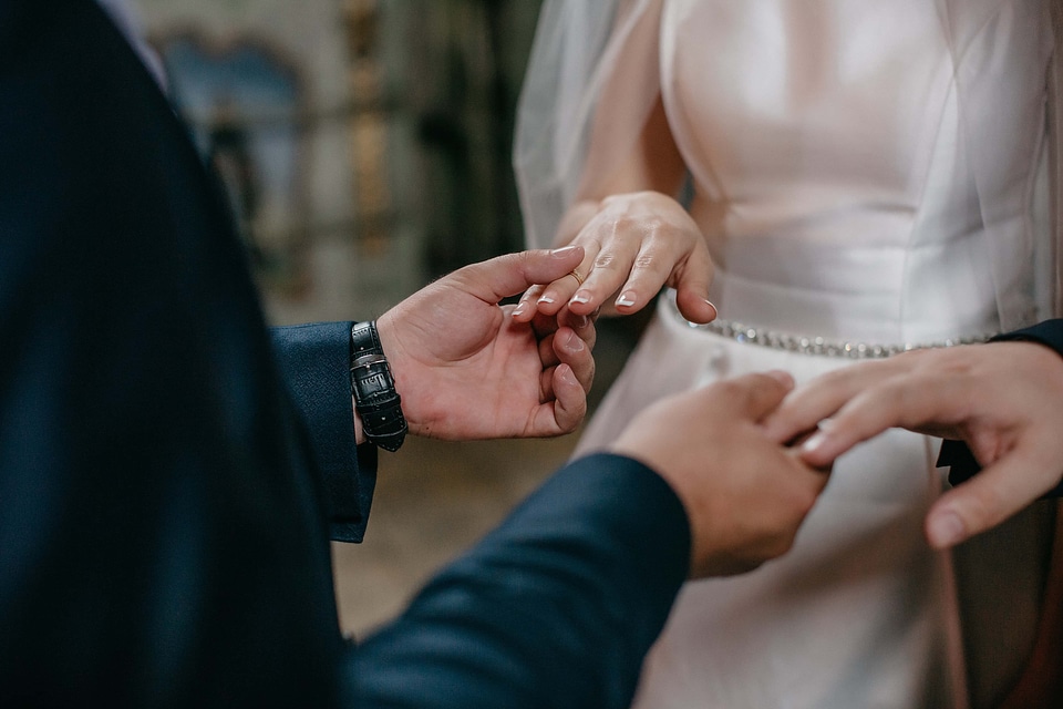 Bride groom holding photo