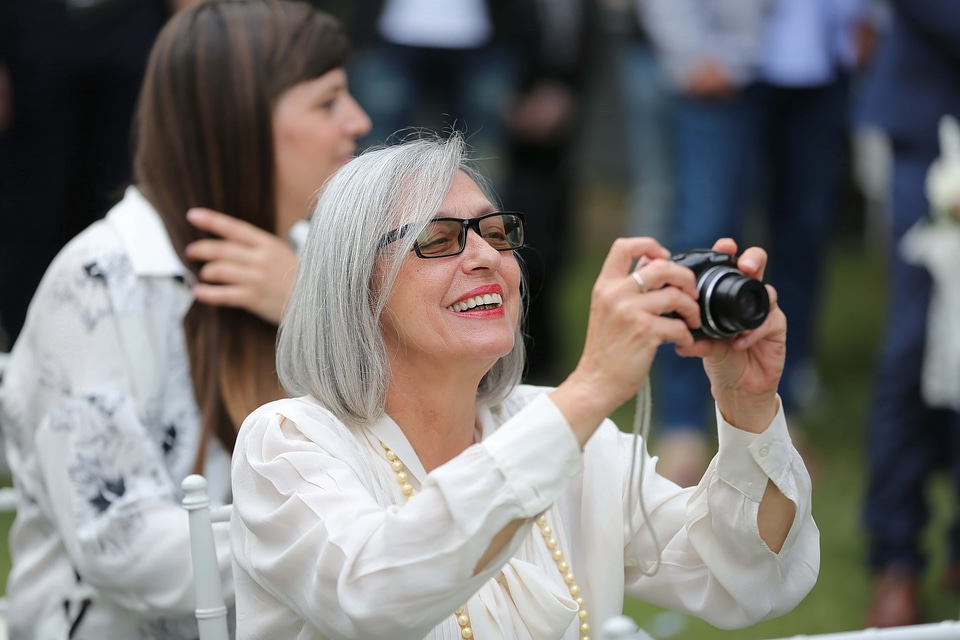 Smiling photographer grandmother
