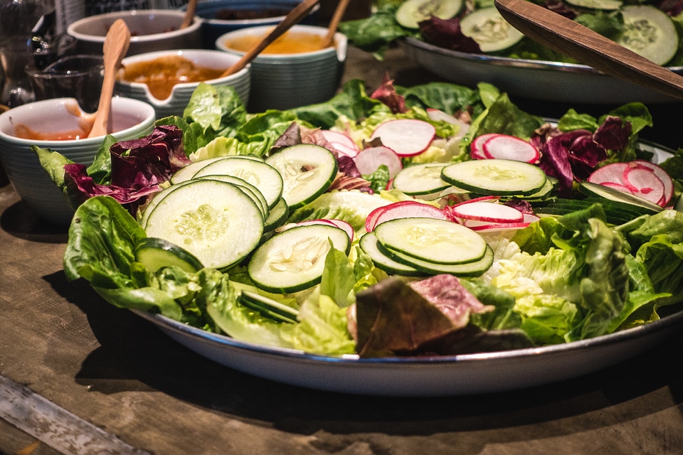 Healthy fresh vegetable salad with cucumber