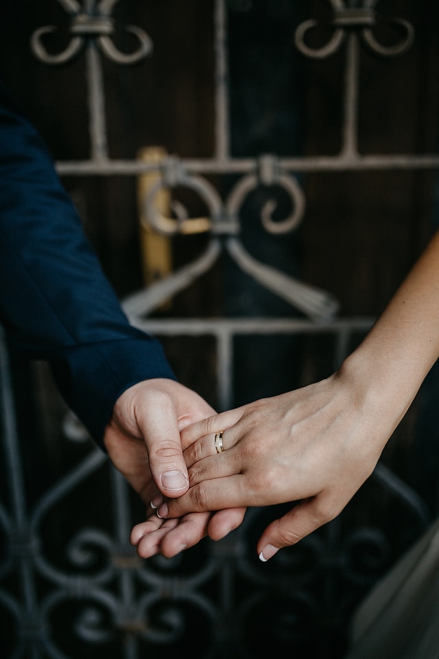 Gentleman touch hands photo