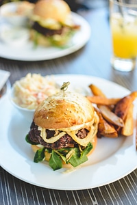 Juicy Beef Burger with Fries photo