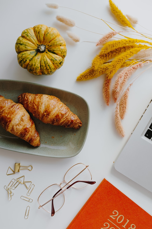Planning New Year with croissants
