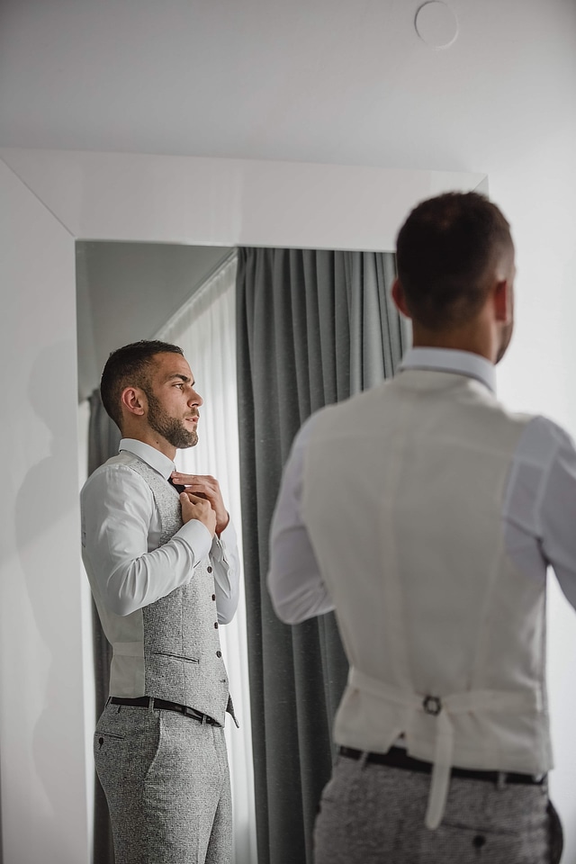 Handsome photo model reflection
