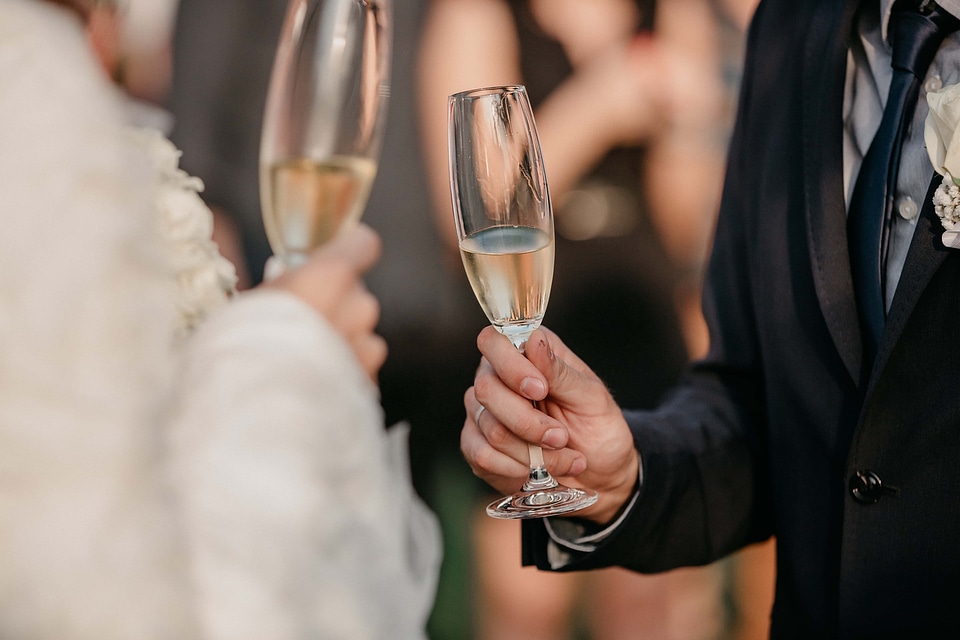 Bride groom drinking