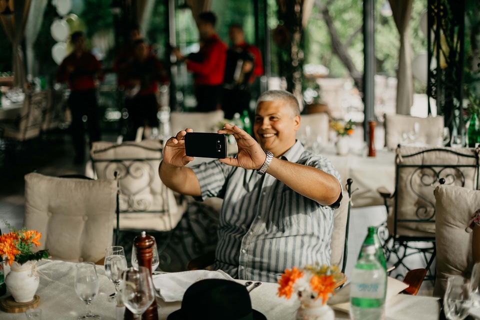 Man smiling cafeteria