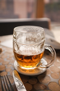 Half-full glass of beer