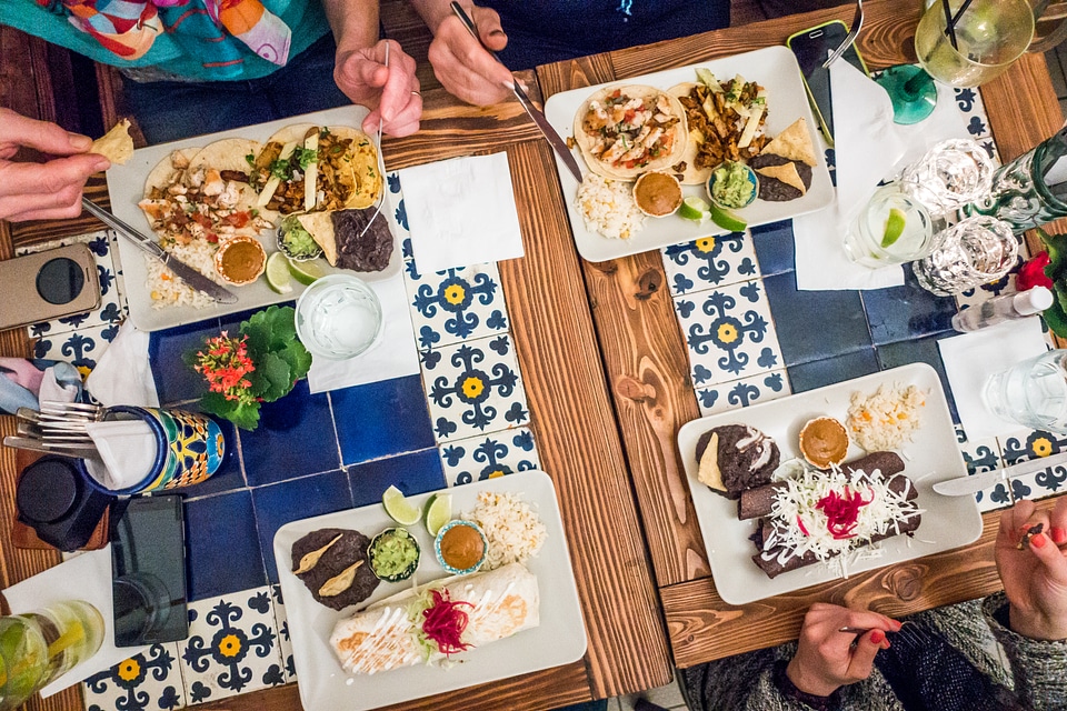 Meal with Friends in Mexican Restaurant