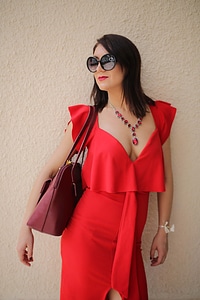 Glamour red dress photo