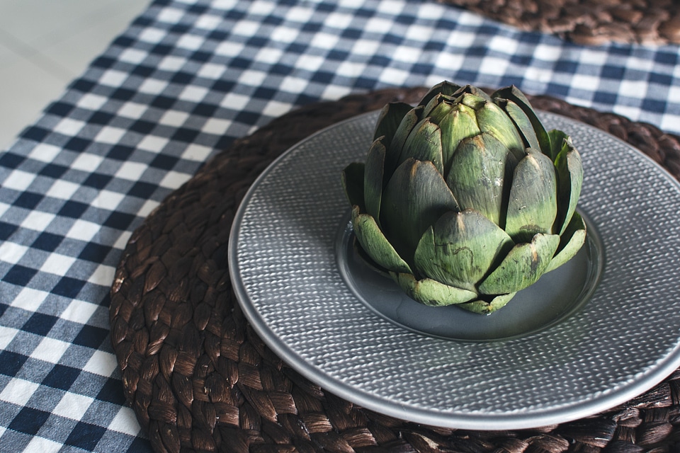 Fresh artichoke in a kitchen