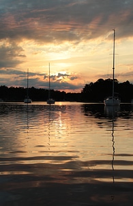 Boats water sunset