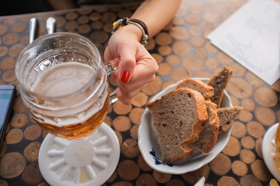 Girl drinking a beer