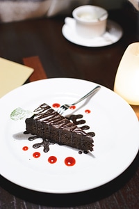 Delicious Chocolate Cake on Plate photo