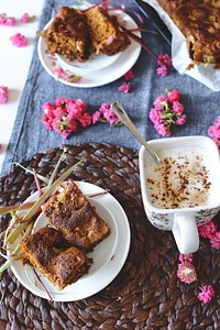 Homemade Rhubarb Cake with Coffee photo