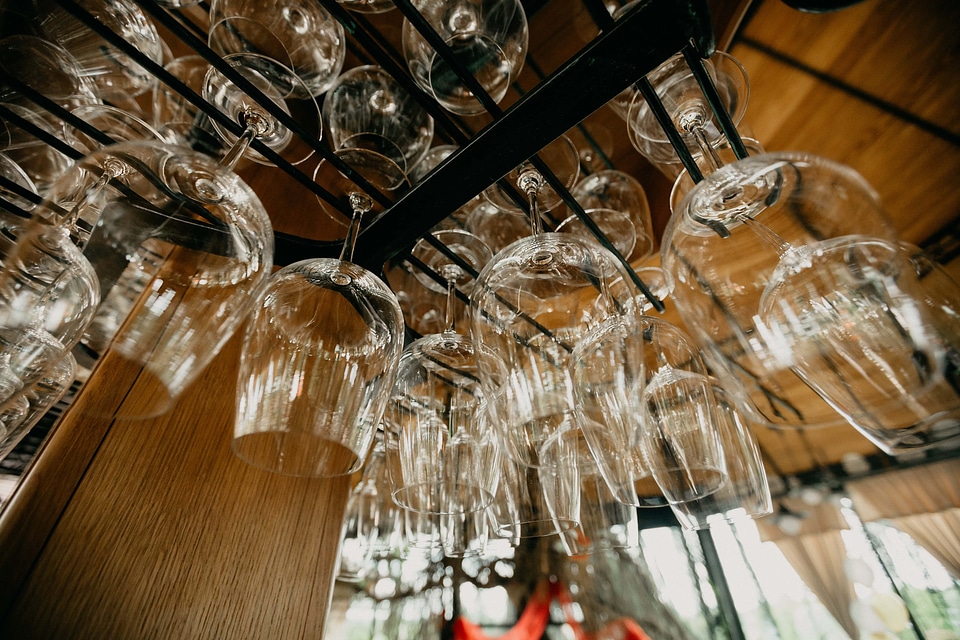 Winery glass hanging